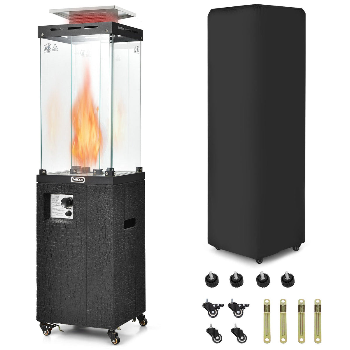 DirectDeals 41,000 BTU Propane Patio Heater with Glass Flame Display