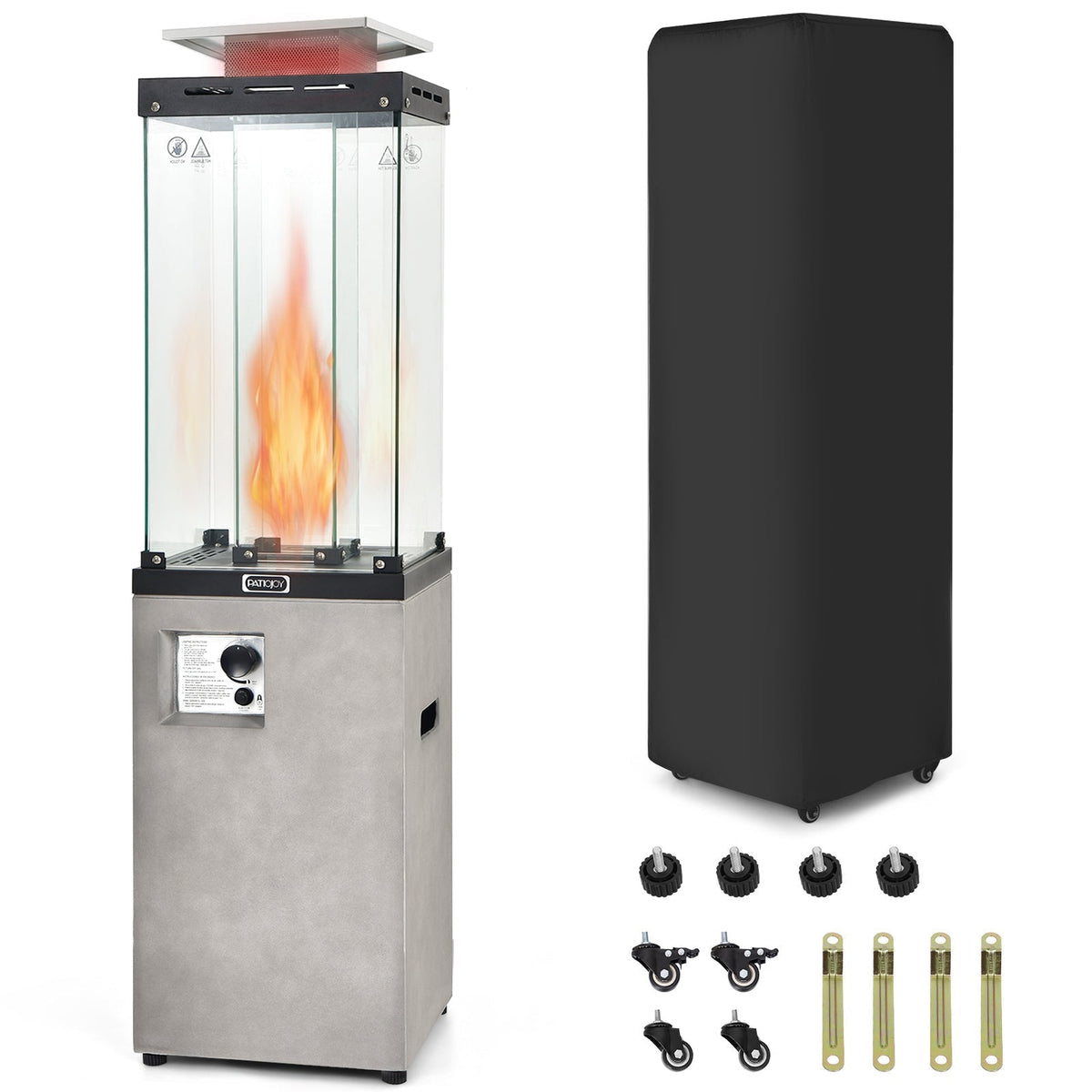 DirectDeals 41,000 BTU Propane Patio Heater with Glass Flame Display