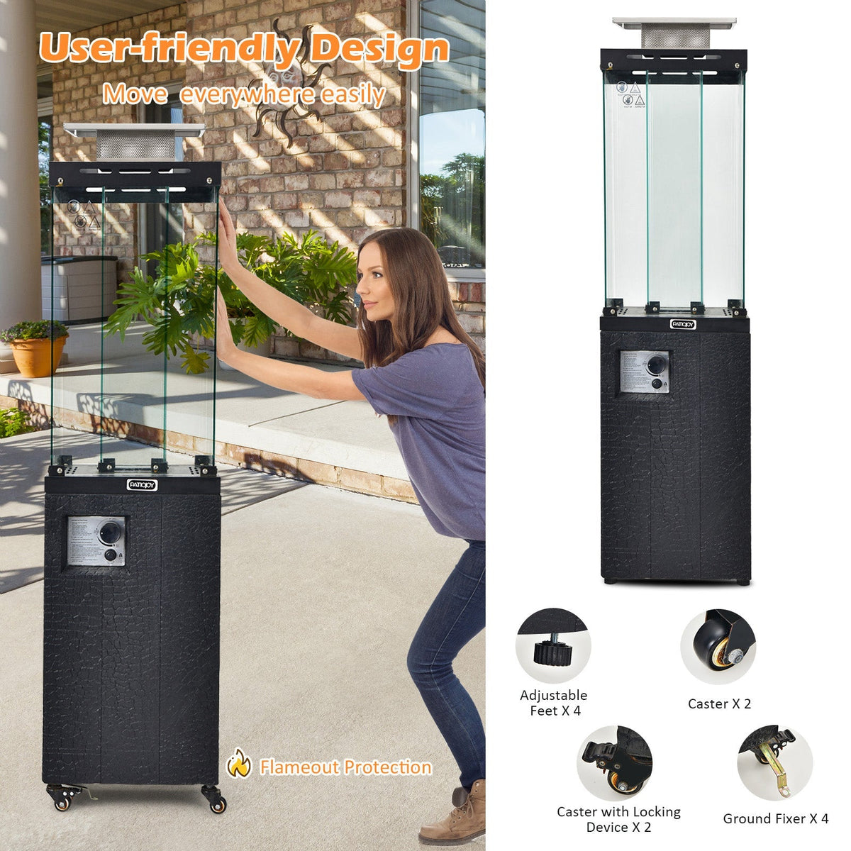 DirectDeals 41,000 BTU Propane Patio Heater with Glass Flame Display