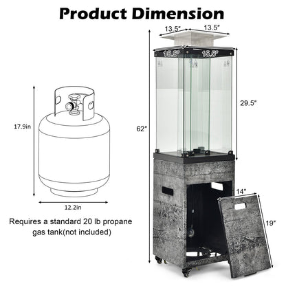 DirectDeals 41,000 BTU Propane Patio Heater with Glass Flame Display
