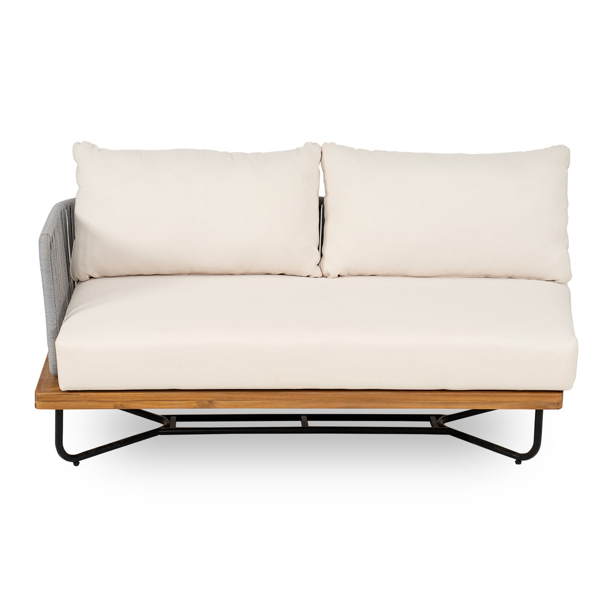 Lucca Acacia Wood & Woven Rope Outdoor Conversation Set - Seating 6