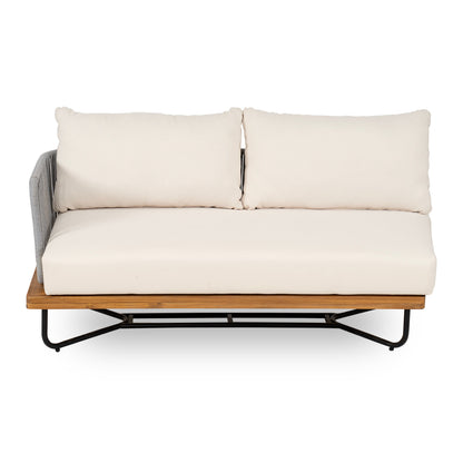 Lucca Acacia Wood & Woven Rope Outdoor Conversation Set - Seating 6