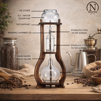 Nispira Wooden Frame Ice Cold Brew Dripping Coffee Maker