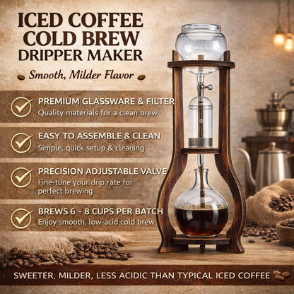 Nispira Wooden Frame Ice Cold Brew Dripping Coffee Maker