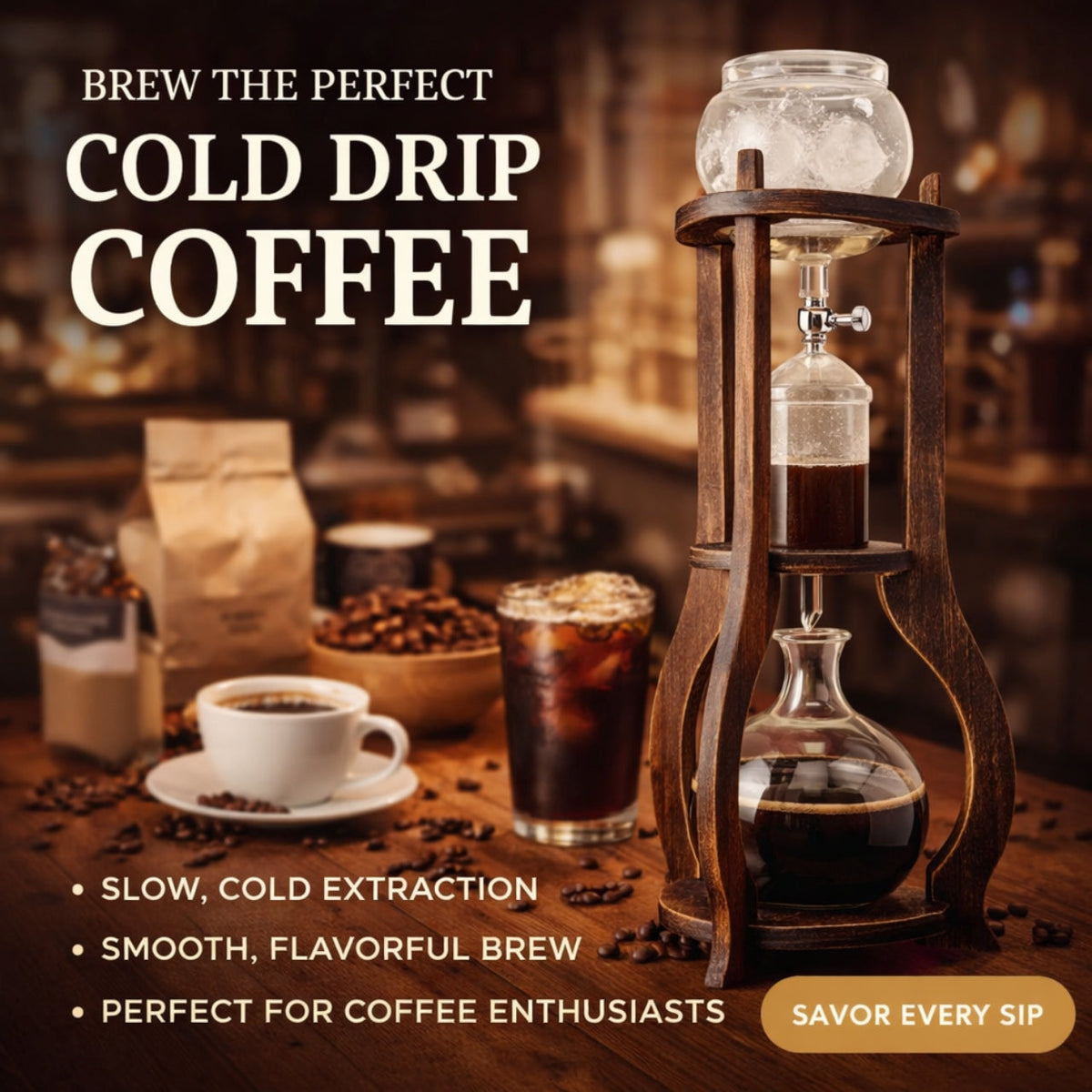 Nispira Wooden Frame Ice Cold Brew Dripping Coffee Maker