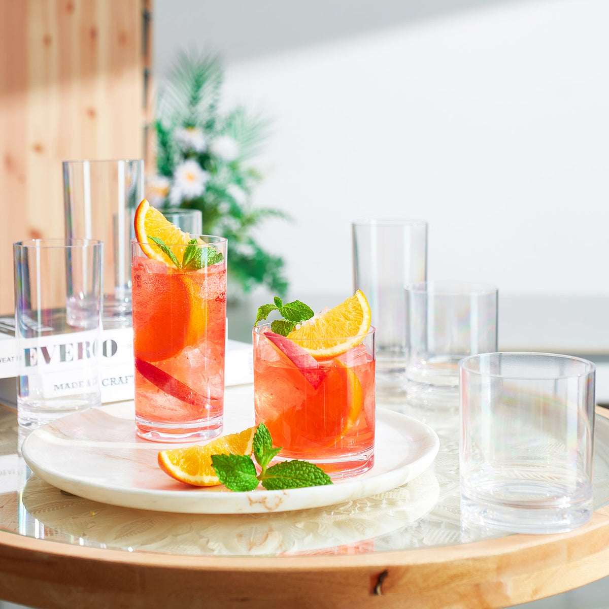 Barcelona Acrylic Lowball &amp; Highball Glassware – Clear, Set of 8