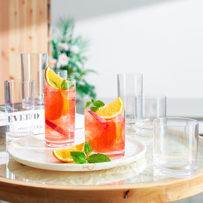 Barcelona Acrylic Lowball &amp; Highball Glassware – Clear, Set of 8