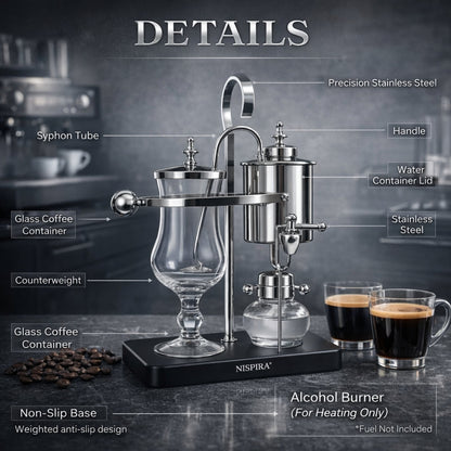 Nispira Vintage Belgian Syphon Coffee Maker – Silver
