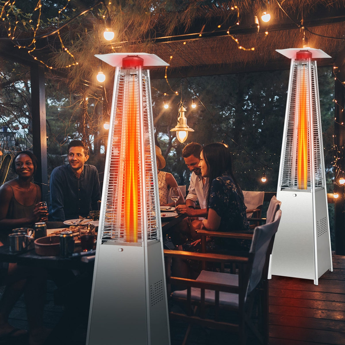 DirectDeals 42,000 BTU Pyramid Patio Heater with Glass Flame Tube - Lavista Moderna