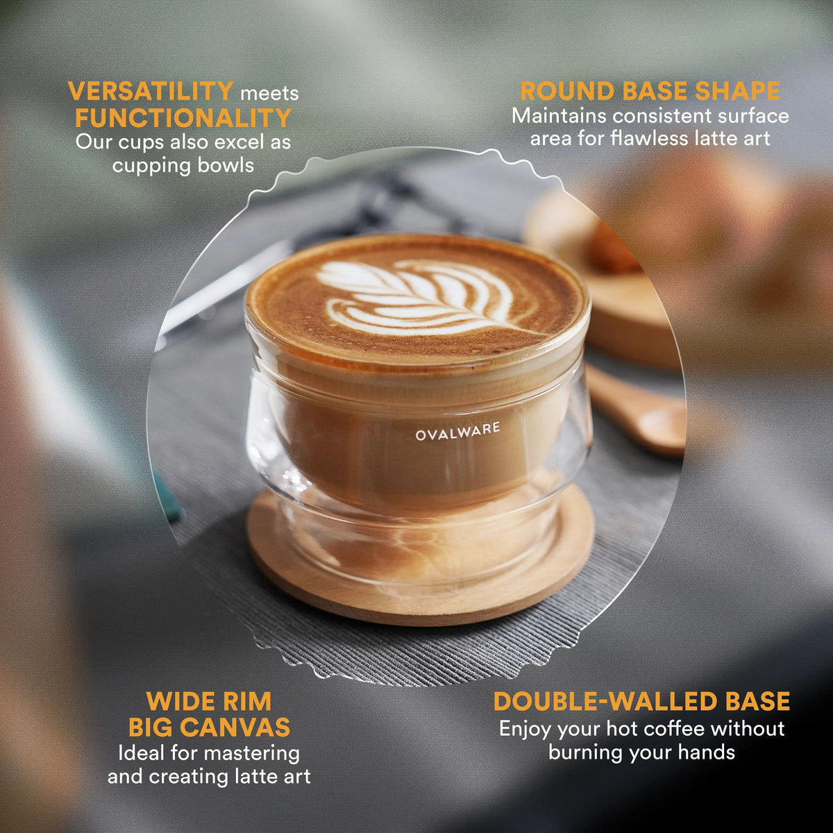 Ovalware Latte Master Double-Wall Glasses – 250ml, Set of 2