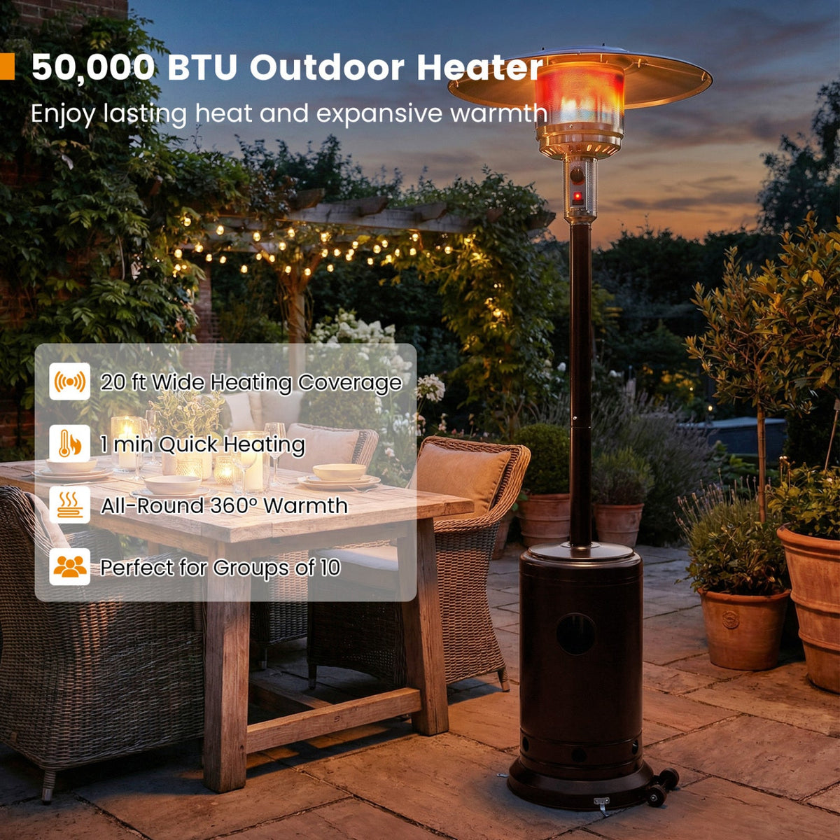 50,000 BTU Outdoor Propane Patio Heater