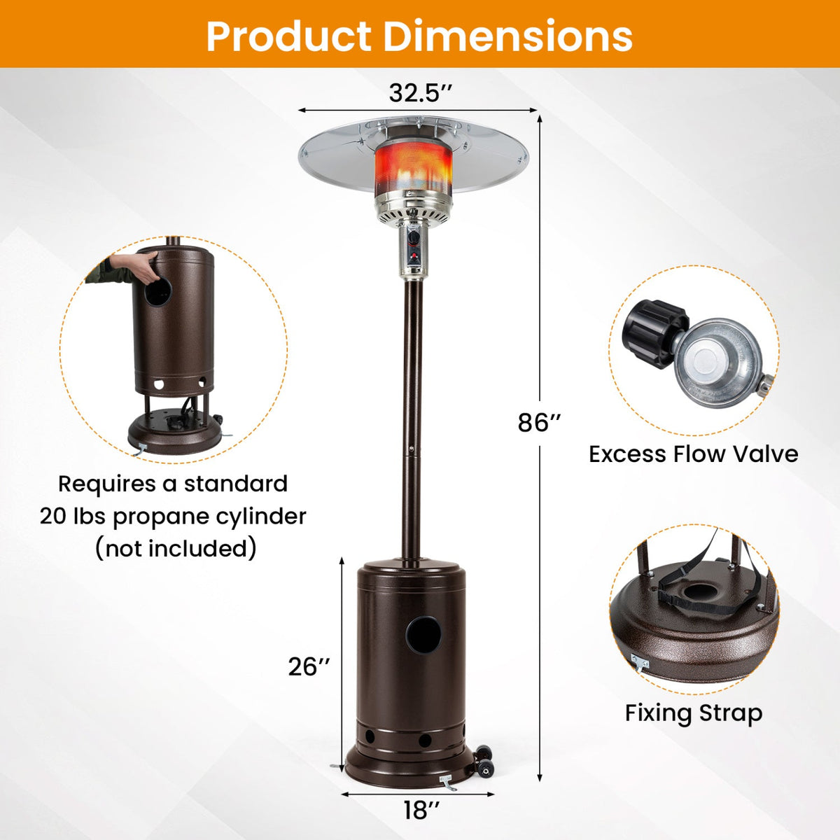50,000 BTU Outdoor Propane Patio Heater