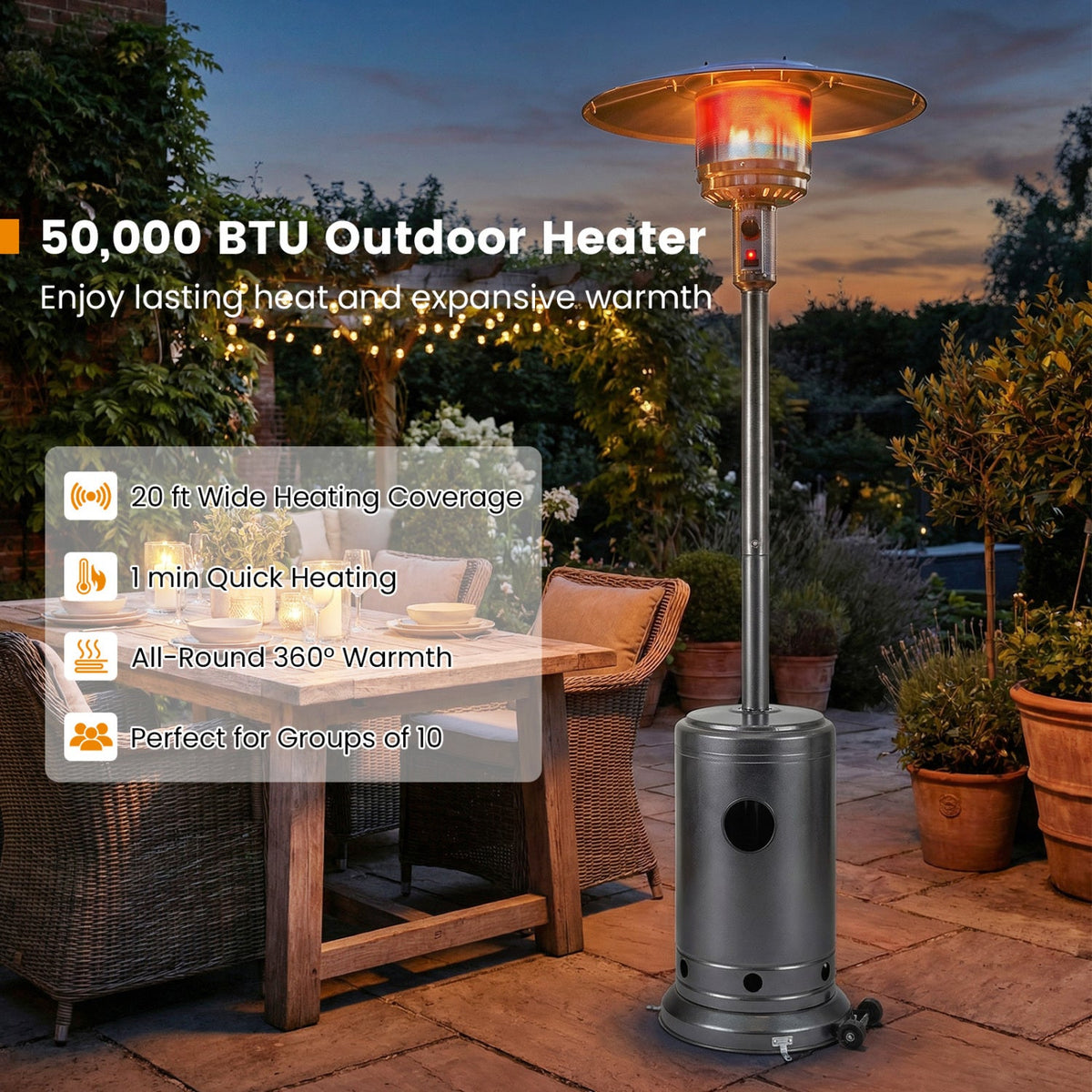 50,000 BTU Outdoor Propane Patio Heater