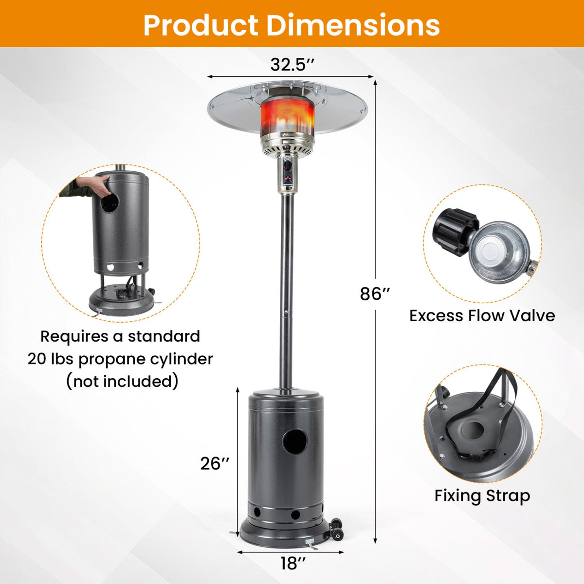 50,000 BTU Outdoor Propane Patio Heater