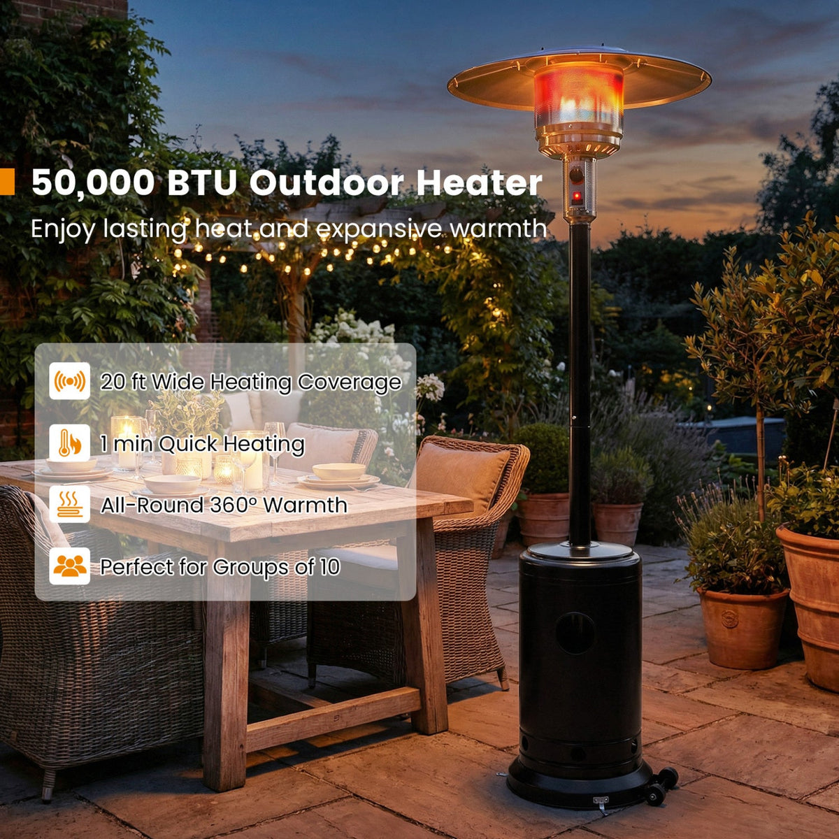50,000 BTU Outdoor Propane Patio Heater