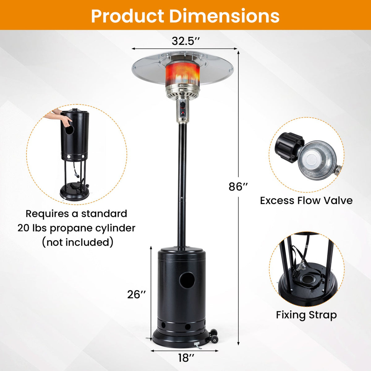 50,000 BTU Outdoor Propane Patio Heater
