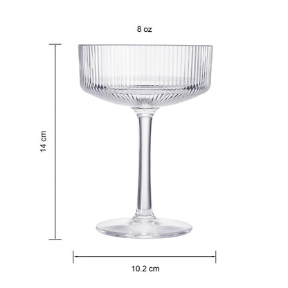 Barcelona Ribbed Acrylic Coupe Glassware, Set of 4