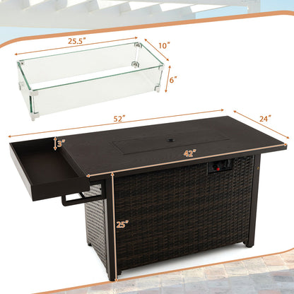 DirectDeals 52-Inch Outdoor Wicker Propane Fire Pit Table – 50,000 BTU with Cover
