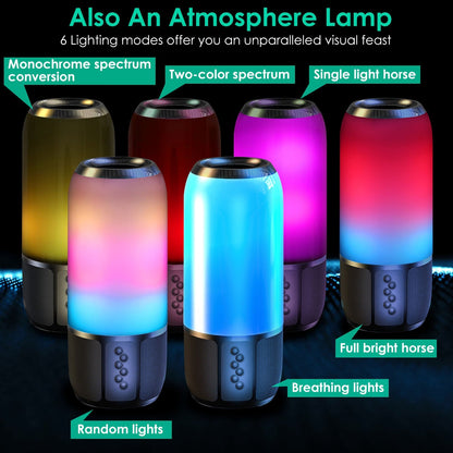 LJG Wireless Portable Stereo Speaker with Color-Changing Lights
