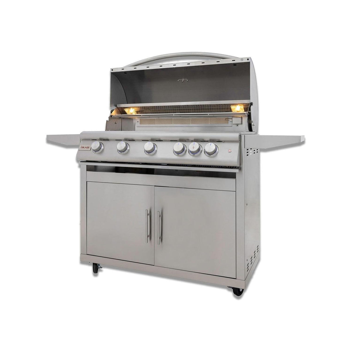 Blaze LTE+ 40-Inch 5-Burner Freestanding Gas Grill with Stainless Steel Cart, Lift-Assist Hood & Rear Infrared Burner