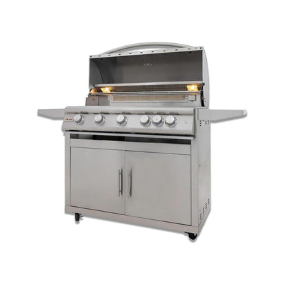 Blaze LTE+ 40-Inch 5-Burner Freestanding Gas Grill with Stainless Steel Cart, Lift-Assist Hood & Rear Infrared Burner