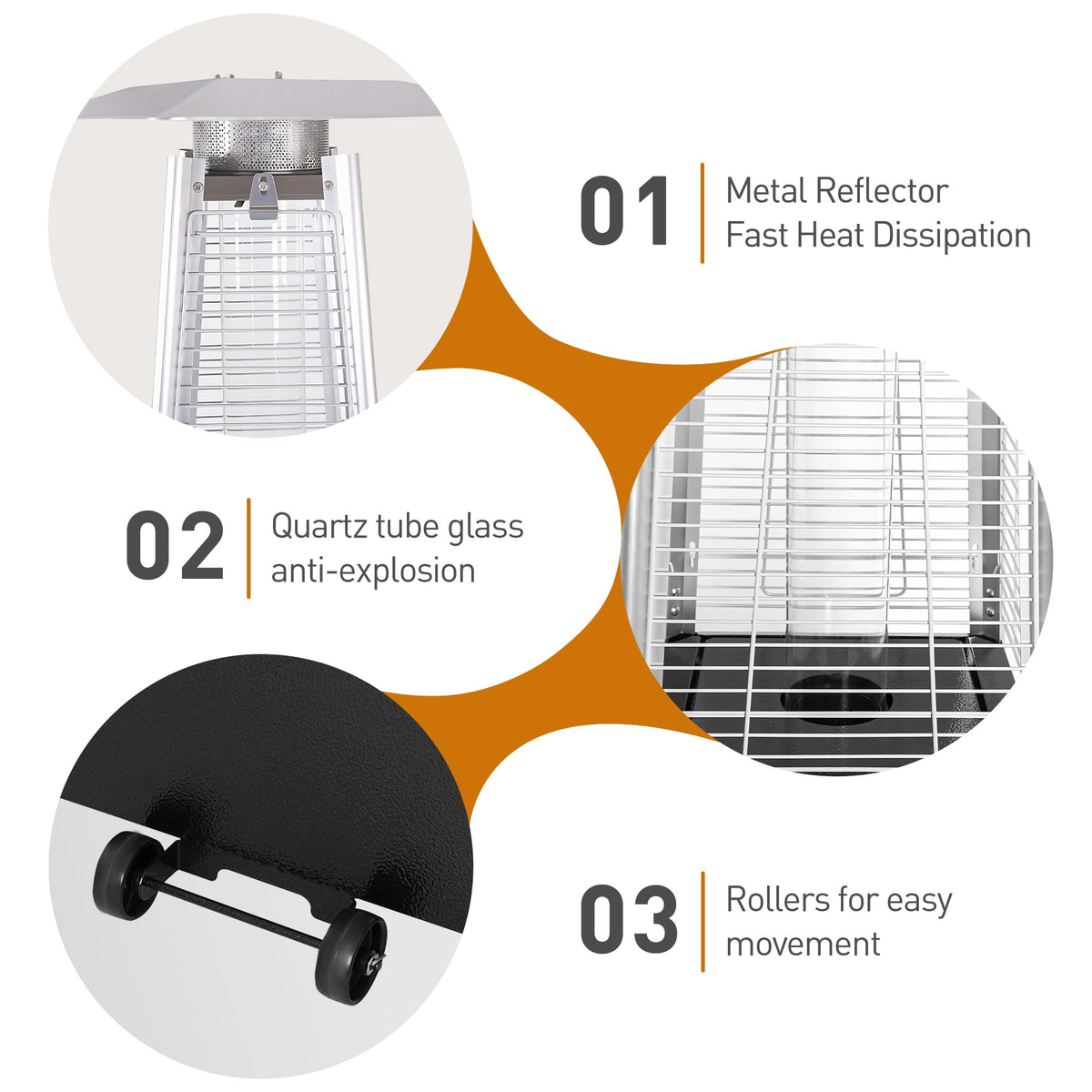 48,000 BTU Pyramid Propane Patio Heater with Glass Flame Tube