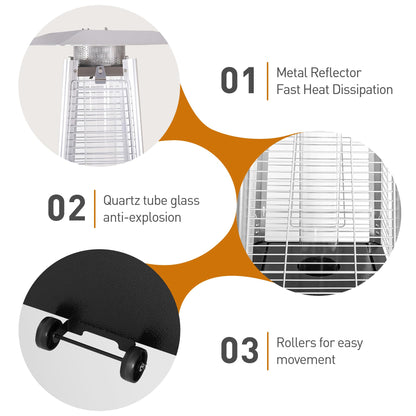 48,000 BTU Pyramid Propane Patio Heater with Glass Flame Tube