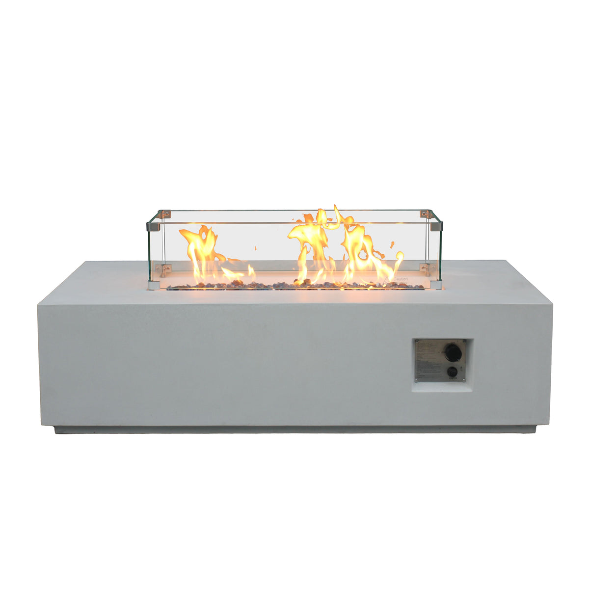 52-Inch Outdoor Concrete Propane Fire Pit Table – 65,000 BTU, Antique White