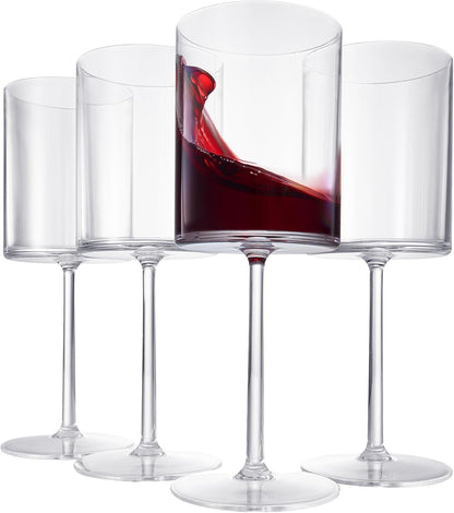 Barcelona Acrylic Stemmed Square Wine Glasses, Set of 4