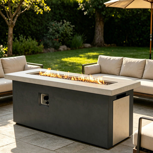 60 inch Dark Grey Rectangular Propane Fire Pit Table