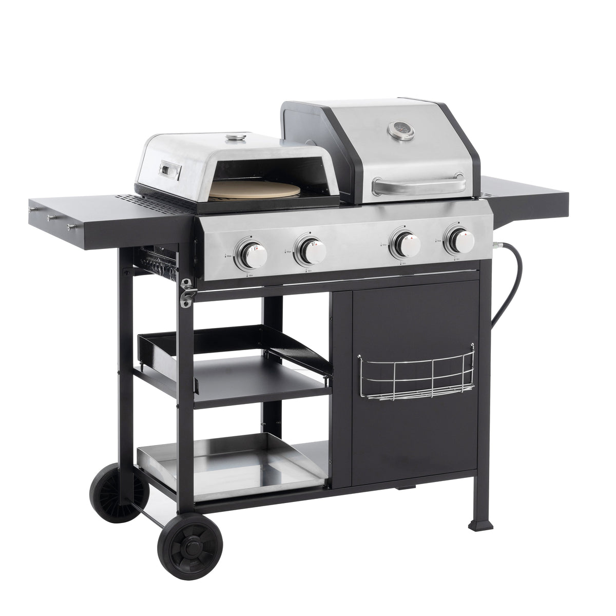 4-Burner Gas Grill & Griddle Combo with Pizza Pan – 49,200 BTU