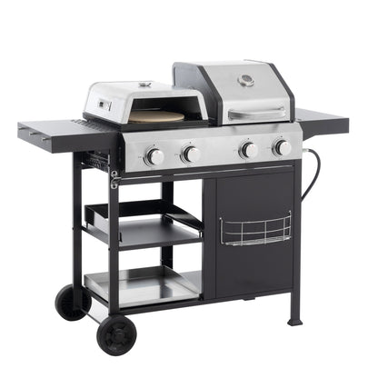 4-Burner Gas Grill & Griddle Combo with Pizza Pan – 49,200 BTU