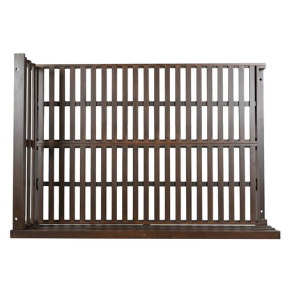 Acacia Wood Full-Size Outdoor Swing Bed with Hemp Ropes