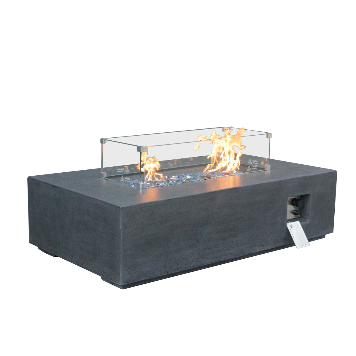 52-Inch Outdoor Concrete Propane Fire Pit Table – 65,000 BTU, Dark Gray