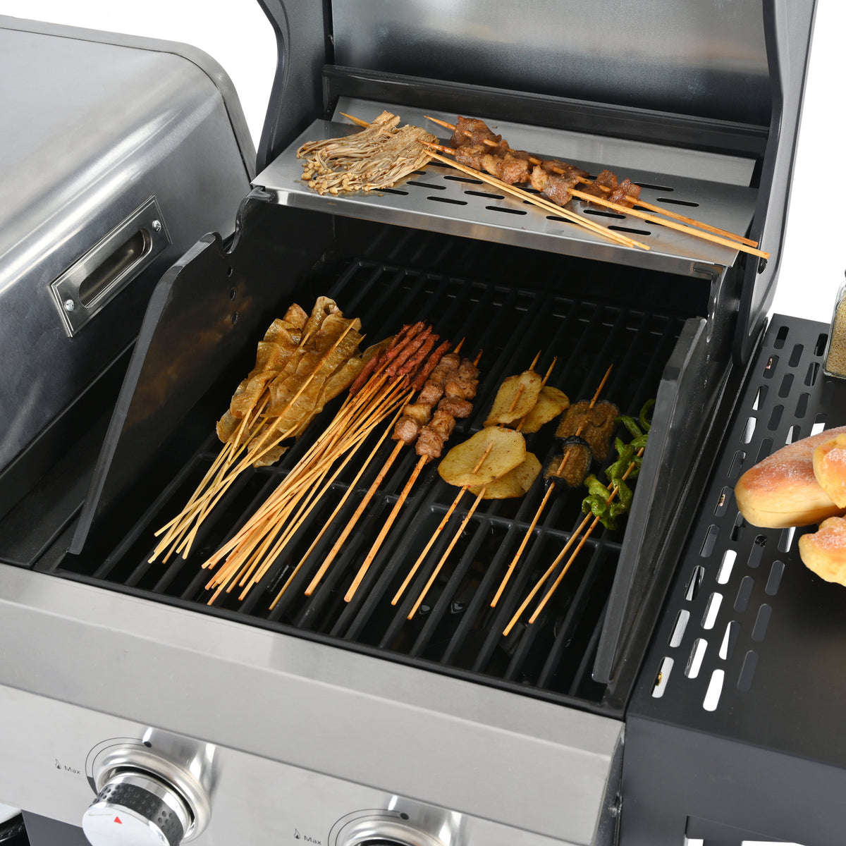 4-Burner Gas Grill & Griddle Combo with Pizza Pan – 49,200 BTU