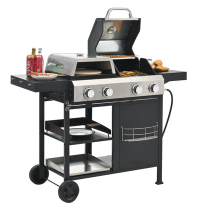 4-Burner Gas Grill & Griddle Combo with Pizza Pan – 49,200 BTU
