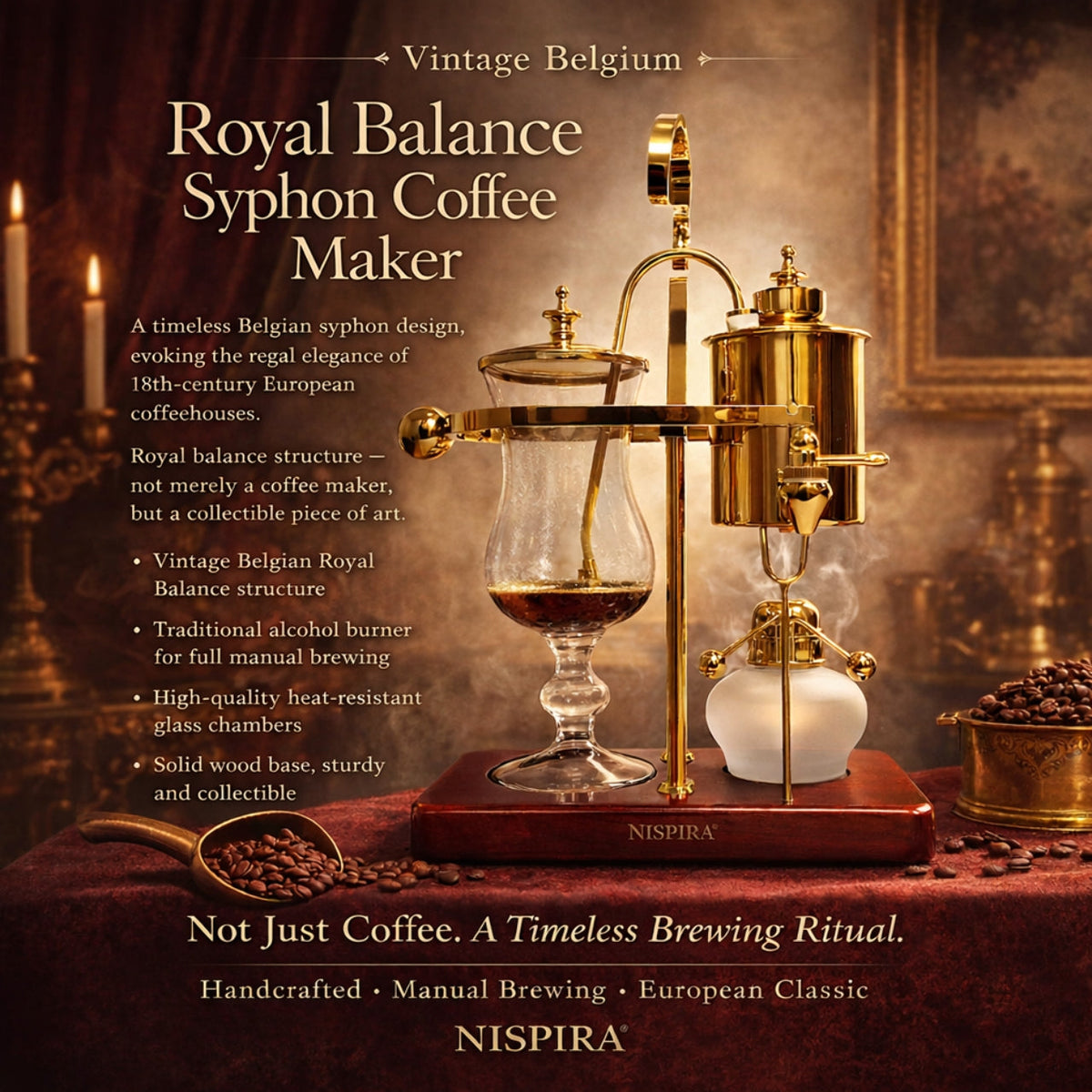 Nispira Vintage Belgian Syphon Coffee Maker – Gold
