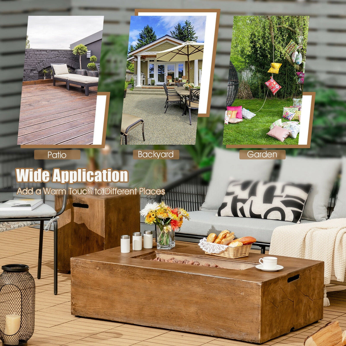 DirectDeals 48-Inch Outdoor Gas Fire Pit Table