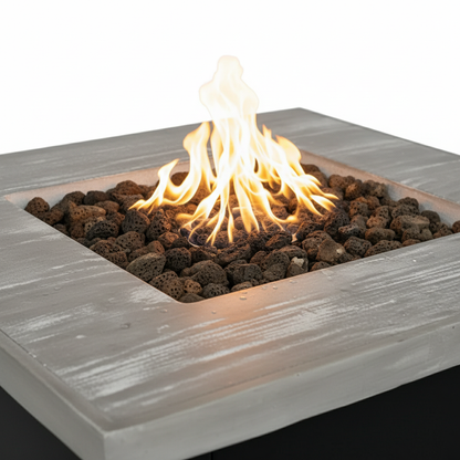 30-inch Black Fiber-Reinforced Concrete Square Propane Fire Pit Table - 40,000 BTU