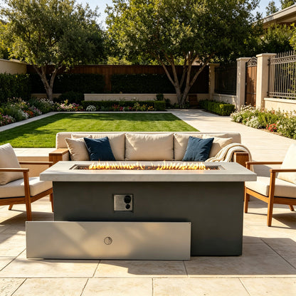 60 inch Dark Grey Rectangular Propane Fire Pit Table