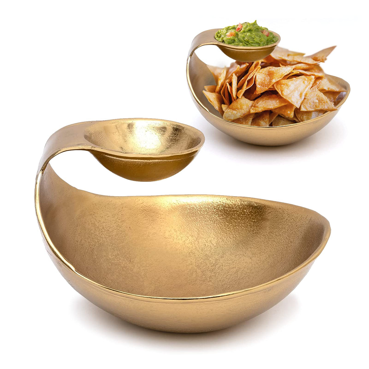 Gold Brass Tiered Chip &amp; Dip Serving Set