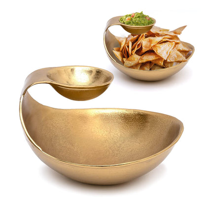 Gold Brass Tiered Chip &amp; Dip Serving Set