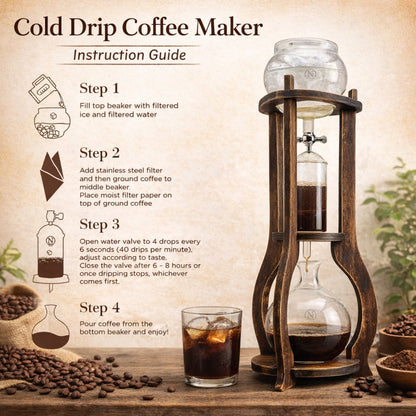 Nispira Wooden Frame Ice Cold Brew Dripping Coffee Maker