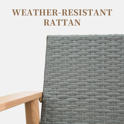 4-Piece Wood-Look Aluminum &amp; Wicker Outdoor Conversation Set – Seats 5