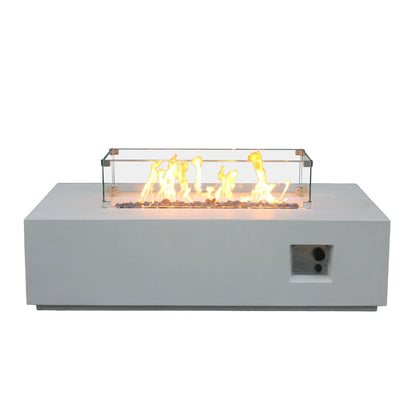 52-Inch Outdoor Concrete Propane Fire Pit Table – 65,000 BTU, Antique White