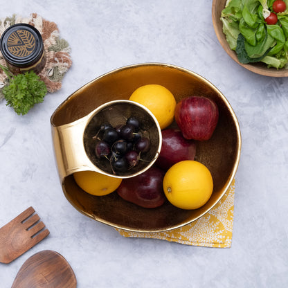 Gold Brass Tiered Chip &amp; Dip Serving Set