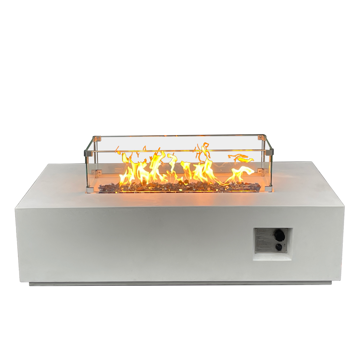 52-Inch Outdoor Concrete Propane Fire Pit Table – 65,000 BTU, Antique White