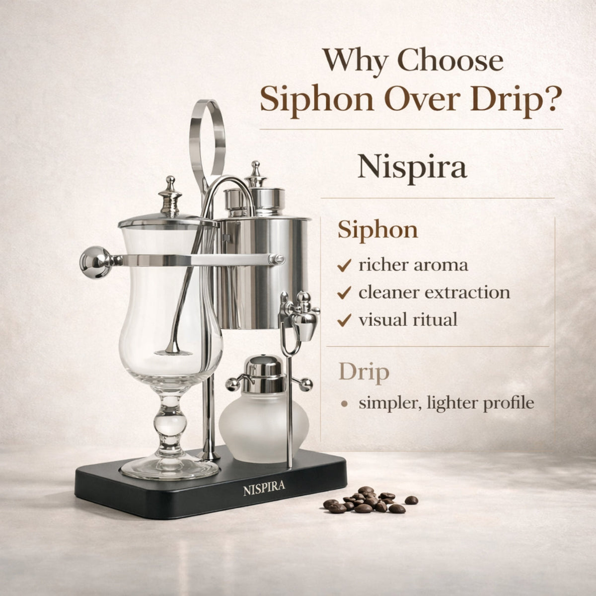 Nispira Vintage Belgian Syphon Coffee Maker – Silver