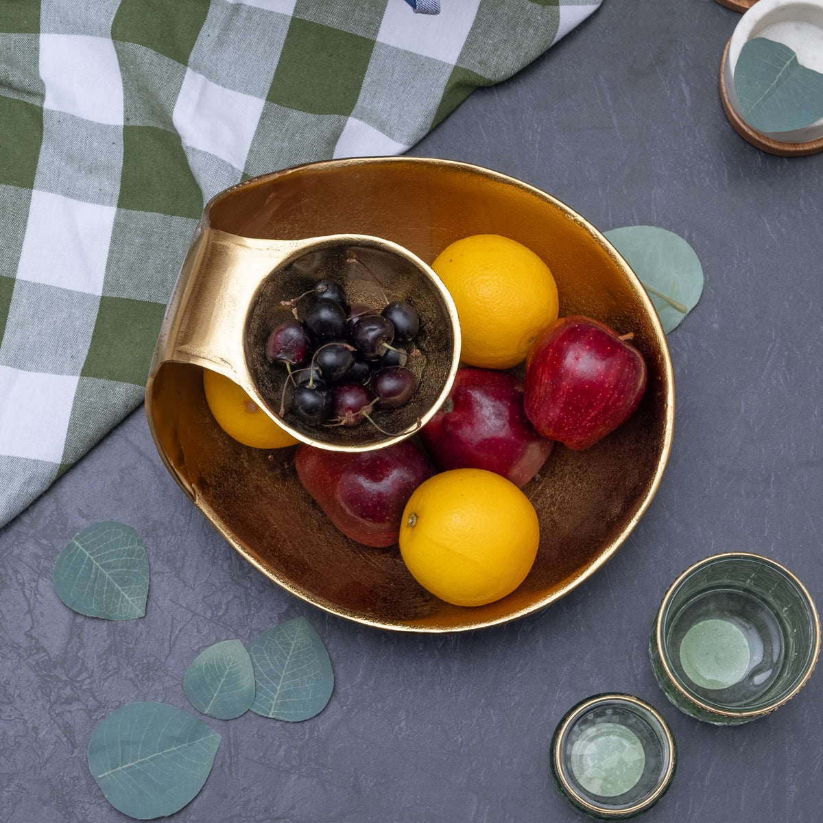 Gold Brass Tiered Chip &amp; Dip Serving Set