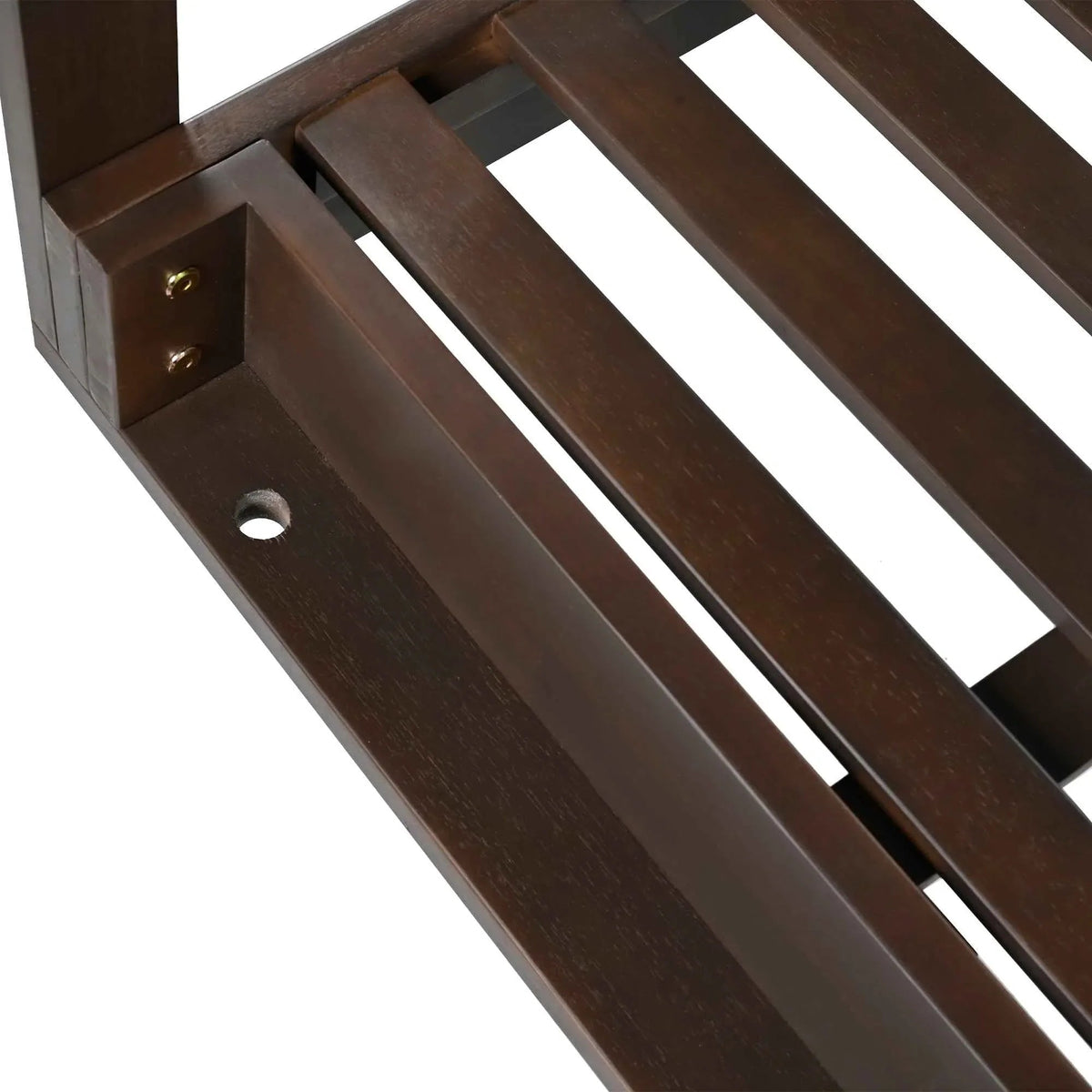 Acacia Wood Full-Size Outdoor Swing Bed with Hemp Ropes